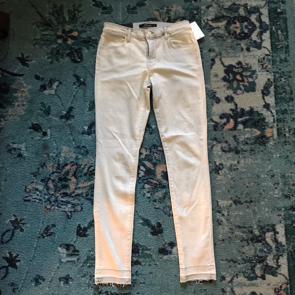 J Brand super skinny mid-rise light wash jeans